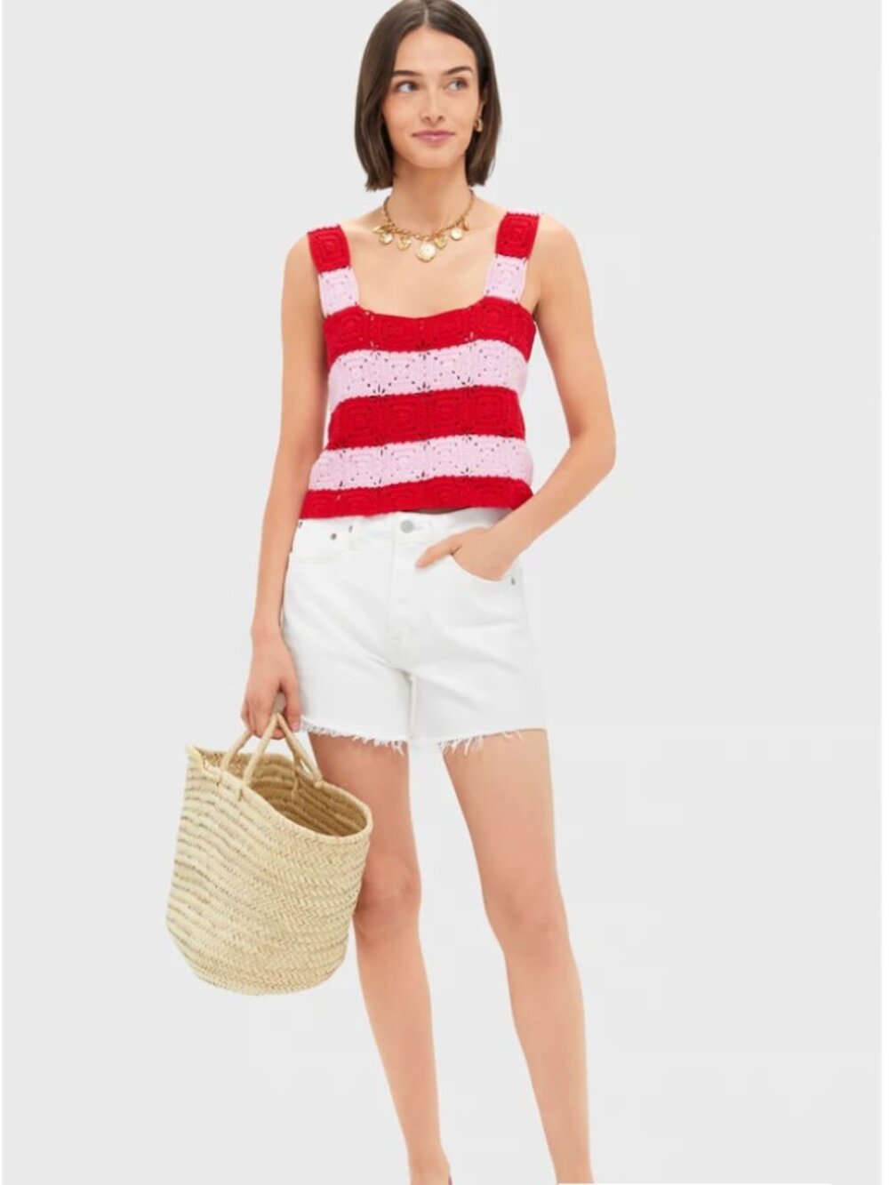 Pink & Red Crochet Cooper Tank